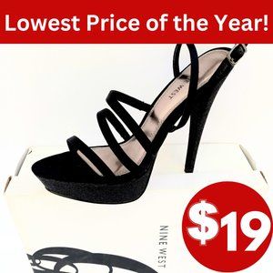 New Black Nine West Strappy Stilettos Size 5.5